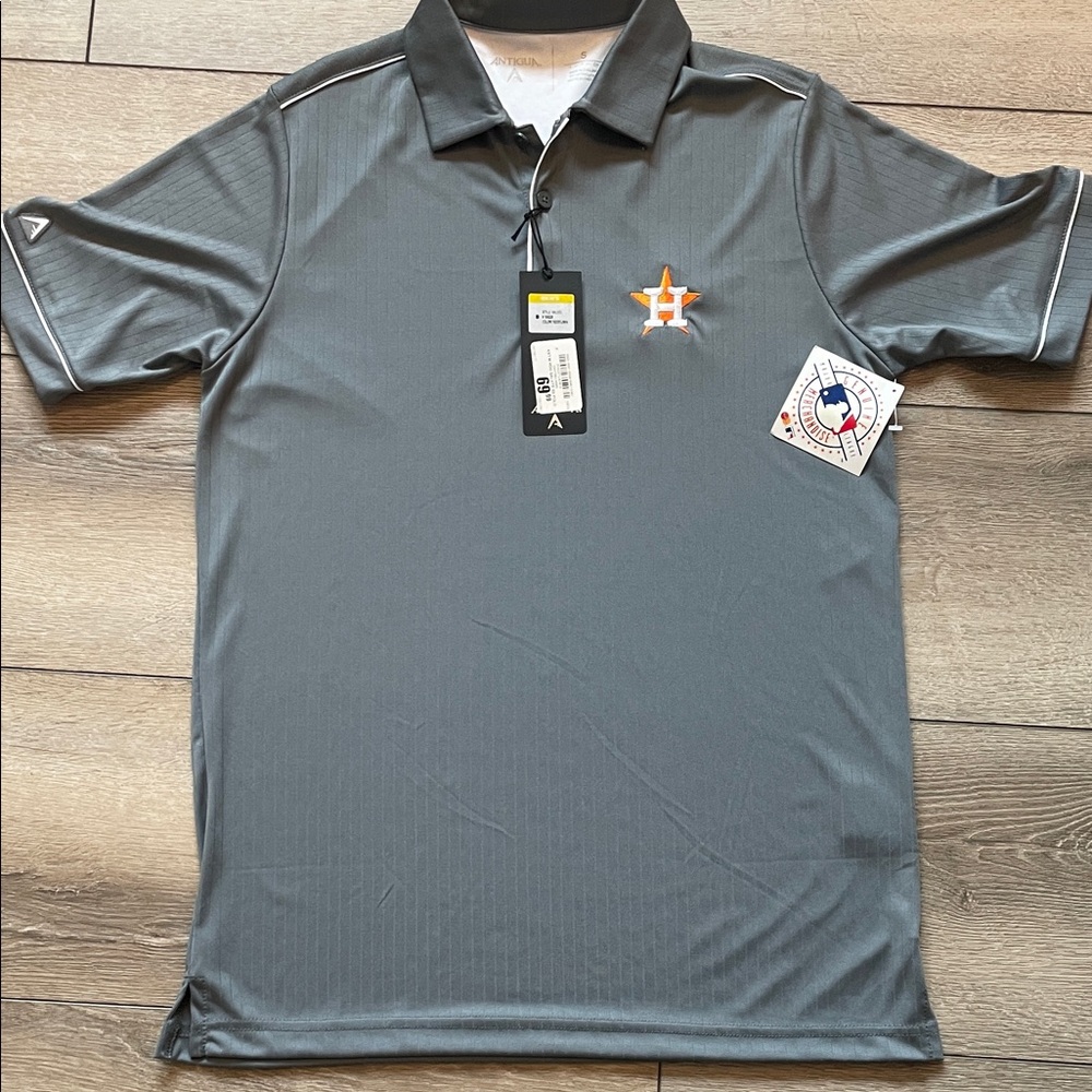 Houston Astros Antigua Gray Polo Shirt with Orange Accent